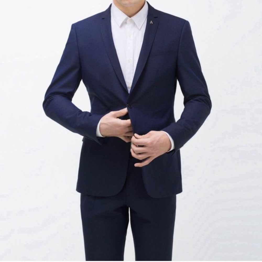 Zara Man Navy suit jacket blazer sz 21